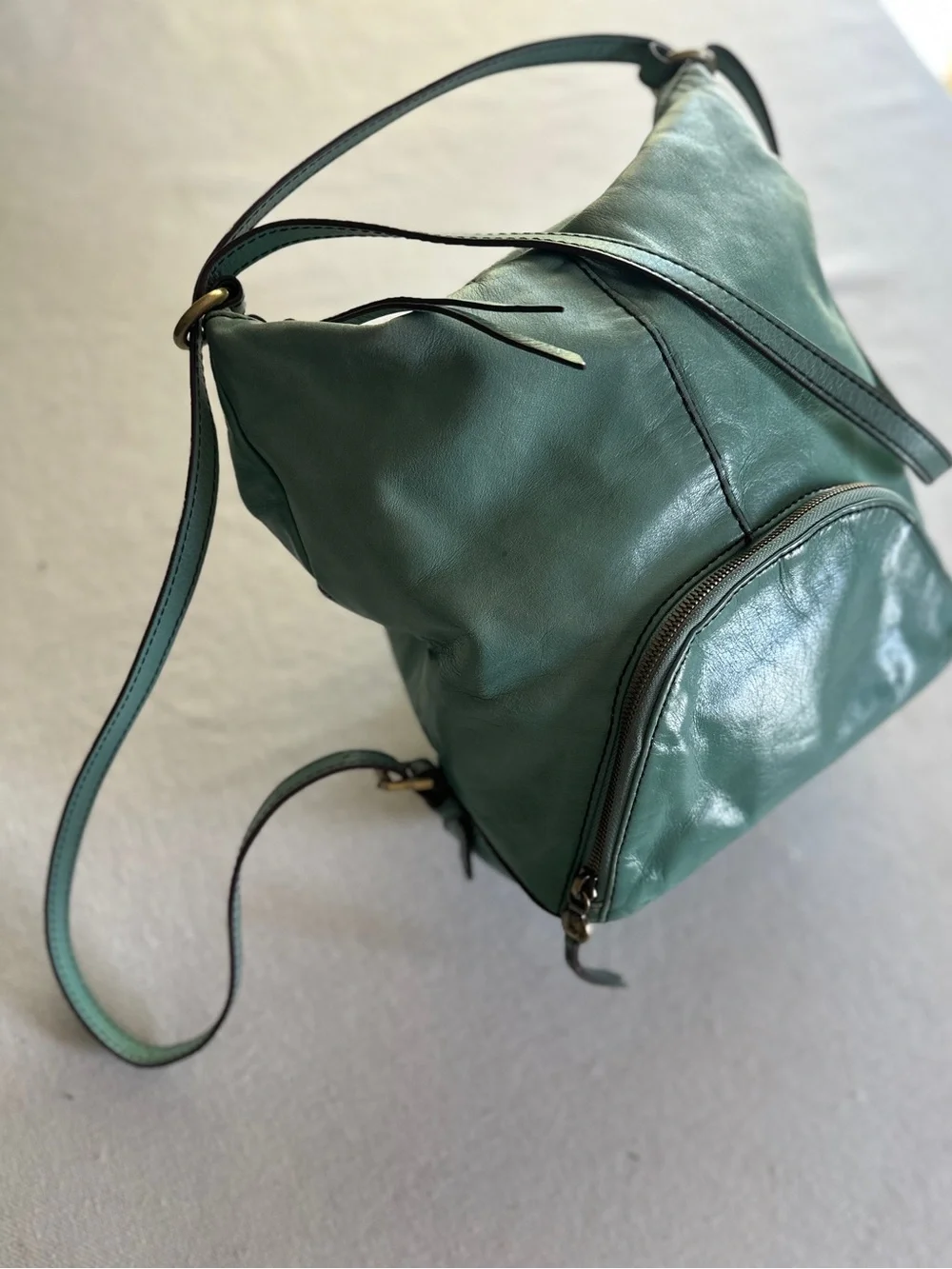 HOBO Verse Leather Convertible Backpack Shoulder Bag in Seafoam